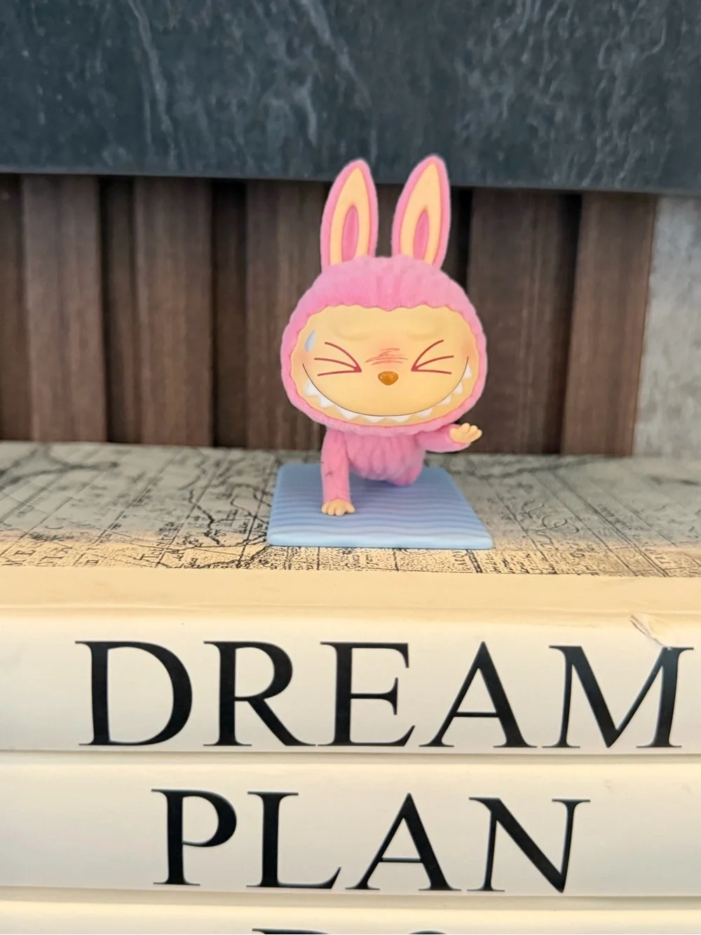 Authentic POP MART The Monsters Labubu Pink Bunny Yoga Vinyl Figure